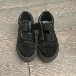 Kids Black Suede Velcro Shoes